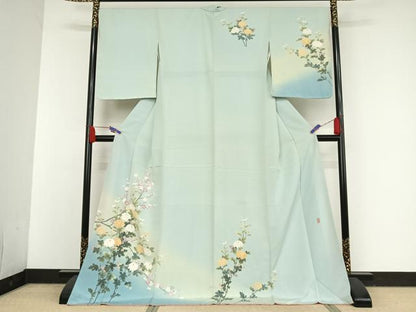 平和屋着物●十日町友禅　女流作家　遠田藤舟　訪問着　草花文　正絹　逸品　未使用　AABI0005cs