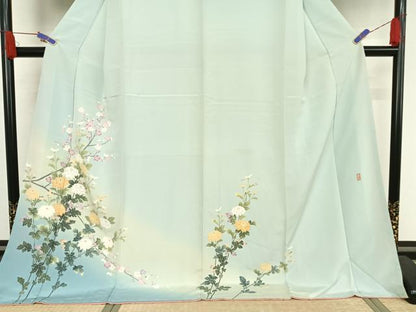 平和屋着物●十日町友禅　女流作家　遠田藤舟　訪問着　草花文　正絹　逸品　未使用　AABI0005cs