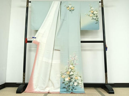 平和屋着物●十日町友禅　女流作家　遠田藤舟　訪問着　草花文　正絹　逸品　未使用　AABI0005cs