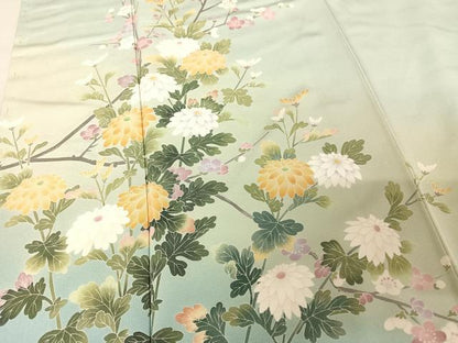 平和屋着物●十日町友禅　女流作家　遠田藤舟　訪問着　草花文　正絹　逸品　未使用　AABI0005cs