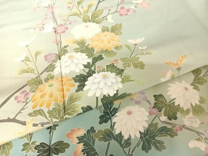 平和屋着物●十日町友禅　女流作家　遠田藤舟　訪問着　草花文　正絹　逸品　未使用　AABI0005cs