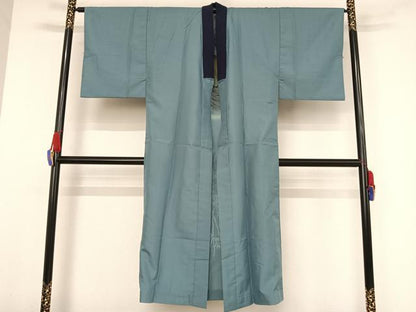 平和屋着物▽男性 紬 アンサンブル 長襦袢(単衣)セット 単衣 草色 正絹 逸品 AAAV9073np