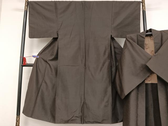 平和屋着物●男性 紬 アンサンブル 黒鳶色 正絹 逸品 AAAV9075np