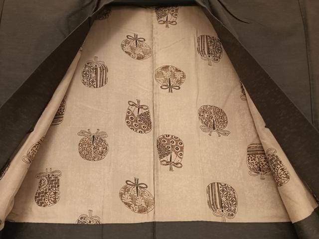 平和屋着物●男性 紬 アンサンブル 黒鳶色 正絹 逸品 AAAV9075np