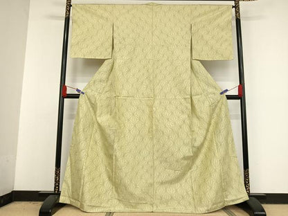 平和屋着物●上質な紬　麻の葉文様　正絹　逸品　未使用　AAAV9083np