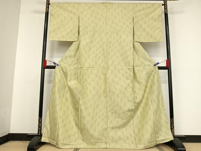 平和屋着物●上質な紬　麻の葉文様　正絹　逸品　未使用　AAAV9083np