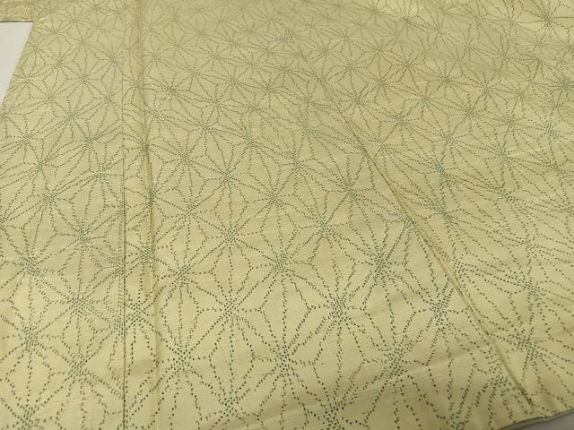 平和屋着物●上質な紬　麻の葉文様　正絹　逸品　未使用　AAAV9083np