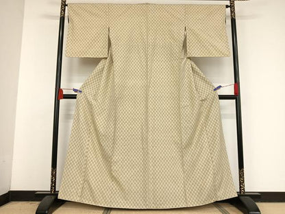 平和屋着物●上質な紬　網目文　正絹　逸品　AAAV9084np