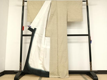 平和屋着物●上質な紬　網目文　正絹　逸品　AAAV9084np