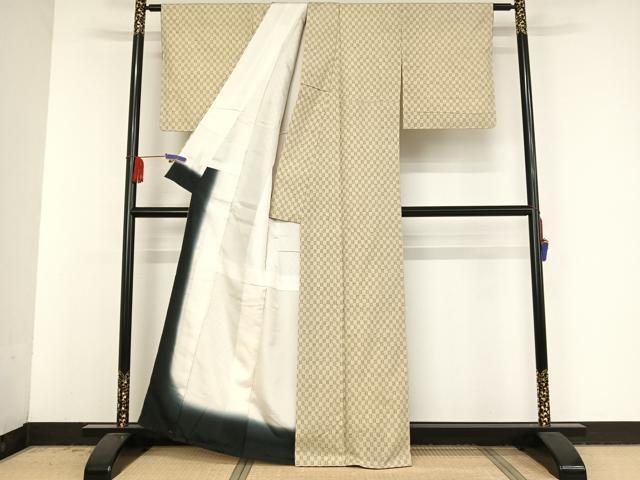 平和屋着物●上質な紬　網目文　正絹　逸品　AAAV9084np