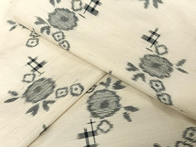 平和屋着物●上質な紬 草花文 正絹 逸品 AAAV9092np
