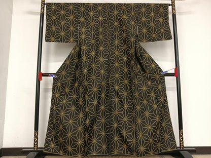 平和屋着物●本場村山大島紬 麻の葉文様 正絹 逸品 AAAV9093np