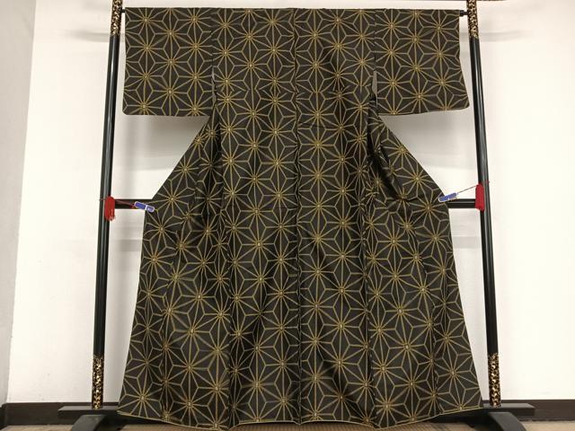 平和屋着物●本場村山大島紬 麻の葉文様 正絹 逸品 AAAV9093np
