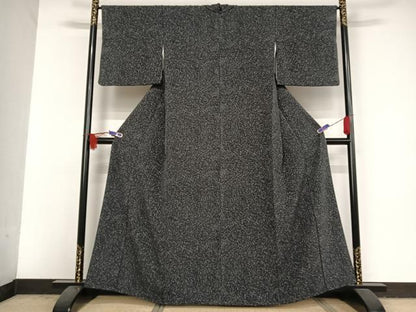 平和屋着物●上質な小紋 たたき染め 黒地 正絹 逸品 AAAV9112np