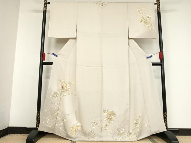 平和屋着物●訪問着 駒刺繍 色紙花文 金糸 金彩 正絹 逸品 AAAV9120np