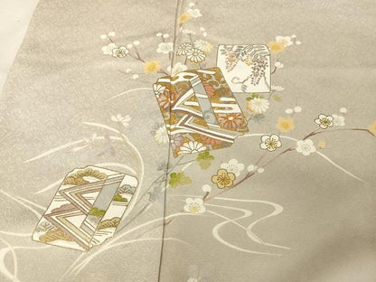 平和屋着物●訪問着 駒刺繍 色紙花文 金糸 金彩 正絹 逸品 AAAV9120np