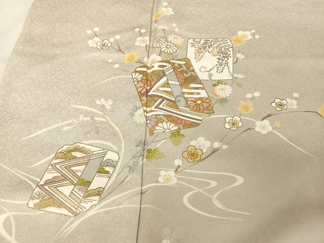平和屋着物●訪問着 駒刺繍 色紙花文 金糸 金彩 正絹 逸品 AAAV9120np