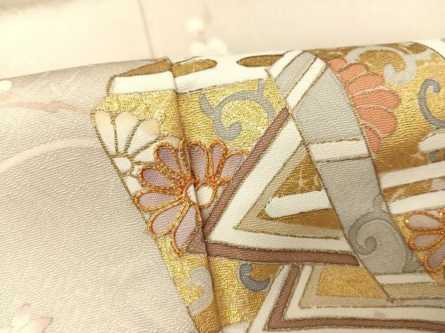 平和屋着物●訪問着 駒刺繍 色紙花文 金糸 金彩 正絹 逸品 AAAV9120np