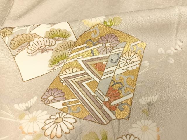 平和屋着物●訪問着 駒刺繍 色紙花文 金糸 金彩 正絹 逸品 AAAV9120np