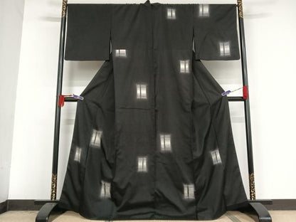 平和屋着物●十日町 名門青柳謹製　櫛引織　紬　色紙文　正絹　逸品　AAAV9128np