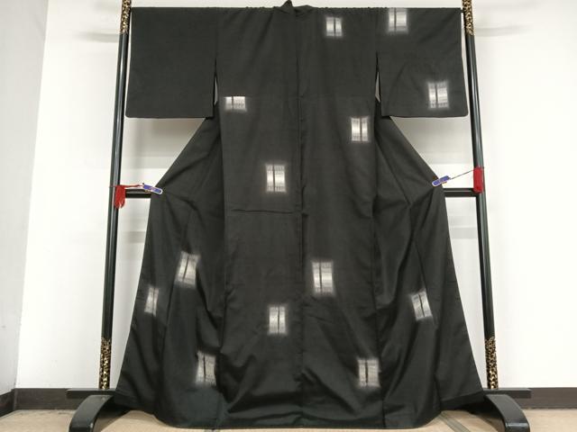 平和屋着物●十日町 名門青柳謹製　櫛引織　紬　色紙文　正絹　逸品　AAAV9128np
