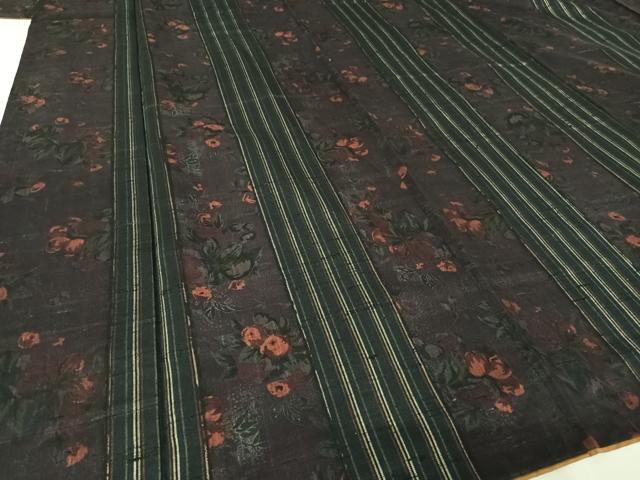 平和屋着物●生紬 草花間道 正絹 逸品 AAAV9153np