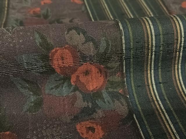 平和屋着物●生紬 草花間道 正絹 逸品 AAAV9153np