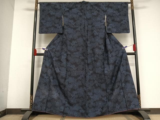 平和屋着物●結城紬　吉祥草花文　正絹　逸品　AAAV9157np