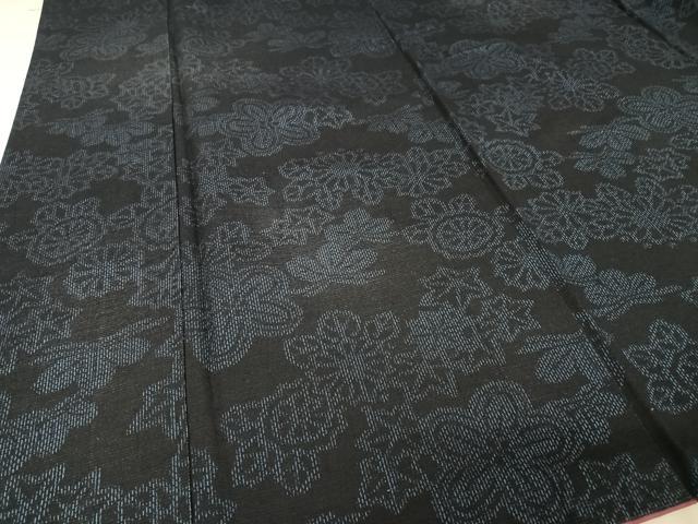 平和屋着物●結城紬　吉祥草花文　正絹　逸品　AAAV9157np