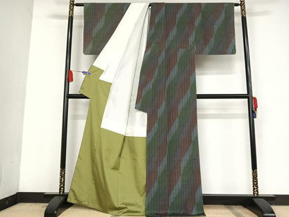 平和屋着物●上質な紬 縞 正絹 逸品 未使用 AAAV9158np