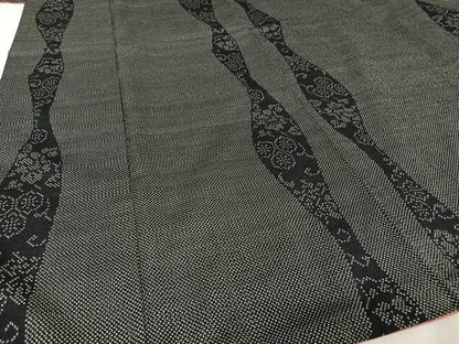 平和屋着物●本塩沢　立涌花文　正絹　逸品　AAAV9163np