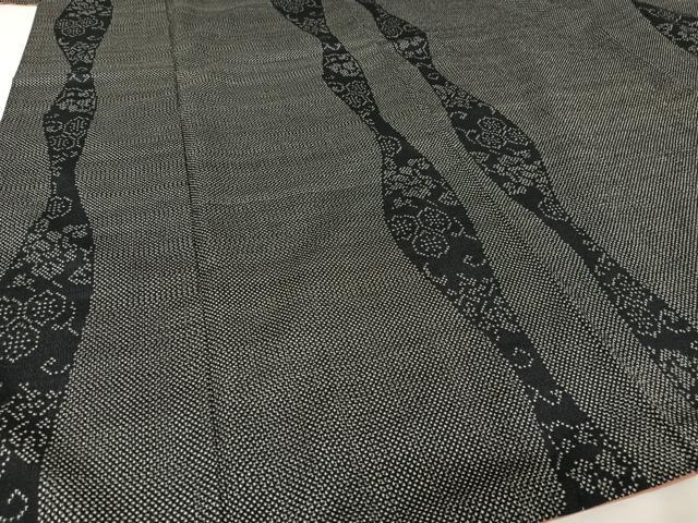 平和屋着物●本塩沢　立涌花文　正絹　逸品　AAAV9163np