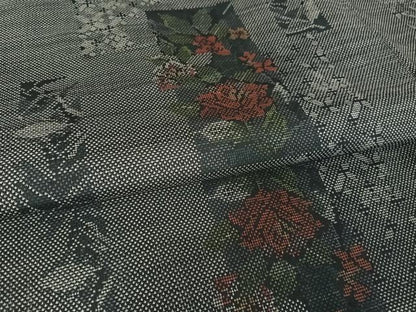 平和屋着物●本場大島紬　9マルキ　色紙草花文　正絹　逸品　AAAV9166np