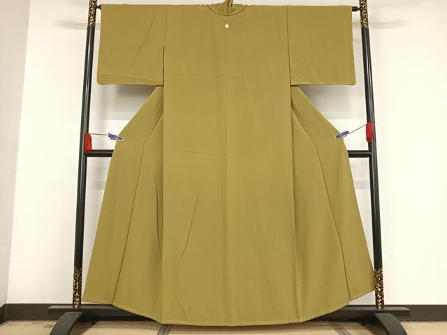 平和屋着物●上質な色無地 青朽葉色 正絹 逸品 AAAV9168np