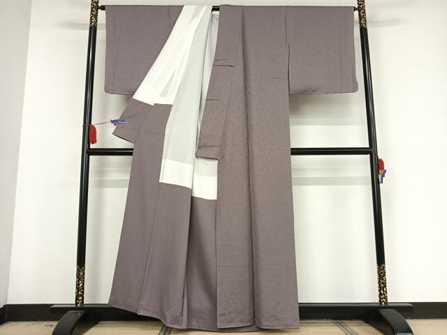 平和屋着物●上質な色無地　花唐草地紋　紫苑色　正絹　逸品　未使用　AAAV9177np