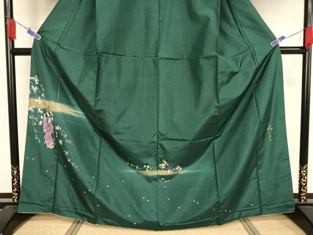 平和屋着物●女優・吉永小百合 本場大島紬 訪問着 手描き 女人文 暈し染め 正絹 逸品 AAAV9190np