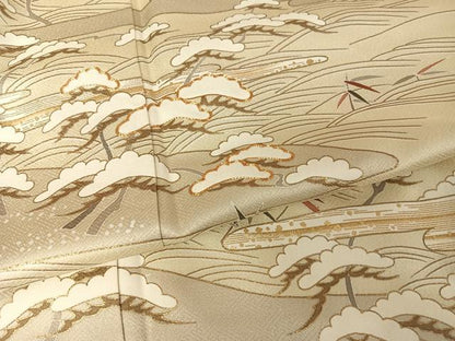 平和屋着物●訪問着 駒刺繍 松文 金糸 金彩 正絹 逸品 AAAV9199np