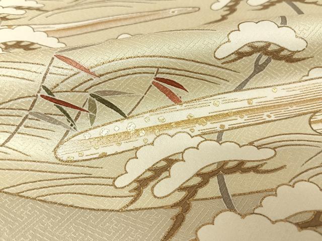 平和屋着物●訪問着 駒刺繍 松文 金糸 金彩 正絹 逸品 AAAV9199np
