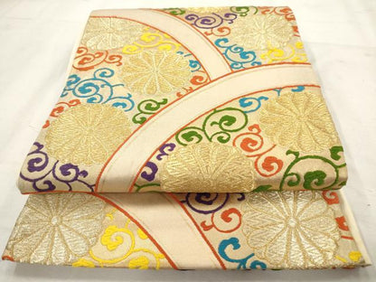 平和屋着物◎六通柄袋帯 花唐草文 金糸 正絹 逸品 AAAV9332sg