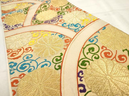 平和屋着物◎六通柄袋帯 花唐草文 金糸 正絹 逸品 AAAV9332sg