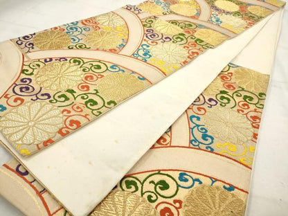 平和屋着物◎六通柄袋帯 花唐草文 金糸 正絹 逸品 AAAV9332sg