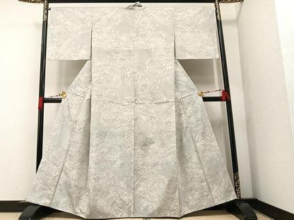 平和屋着物●本場大島紬　白大島　120亀甲　風景樹林文　正絹　逸品　AAAV9392ph