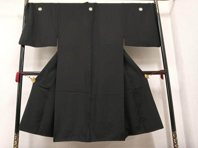 平和屋着物●男性　黒紋付　正絹　逸品　AAAV9400ph