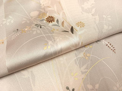 平和屋着物●訪問着　刺繍　草花間道　金彩　正絹　逸品　AAAV9406ph