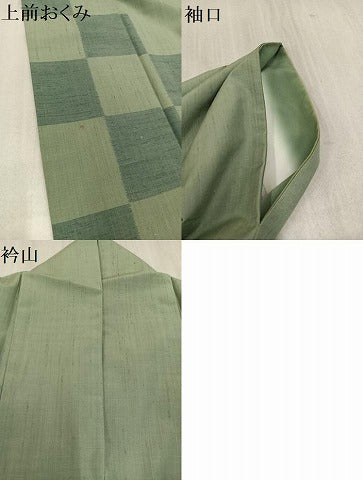 平和屋着物●訪問着 紬地 市松文様 正絹 逸品 AAAV9409ph