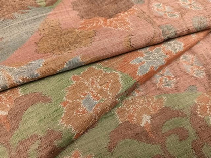 平和屋着物●上質な紬 更紗唐草文 正絹 逸品 AAAV9428ph
