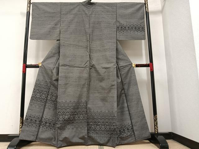平和屋着物●訪問着 紬地 草花文 正絹 逸品 AAAV9437ph