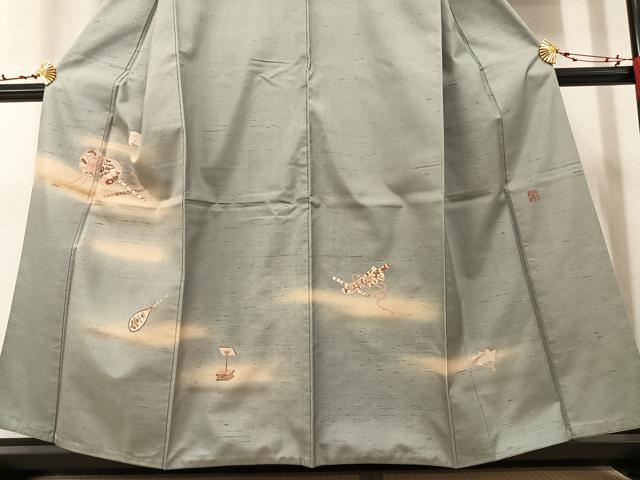平和屋着物●訪問着 作家物 楽器文 暈し染め 金彩 正絹 逸品 AAAV9438ph