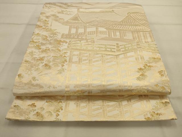平和屋着物◎六通柄袋帯 京山 清水 金糸 正絹 逸品 AAAV9644sw