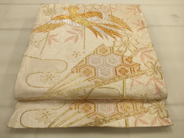 平和屋着物◎佐賀錦　六通柄袋帯　鳳凰花文　金銀糸　正絹　逸品　AAAV9666sw